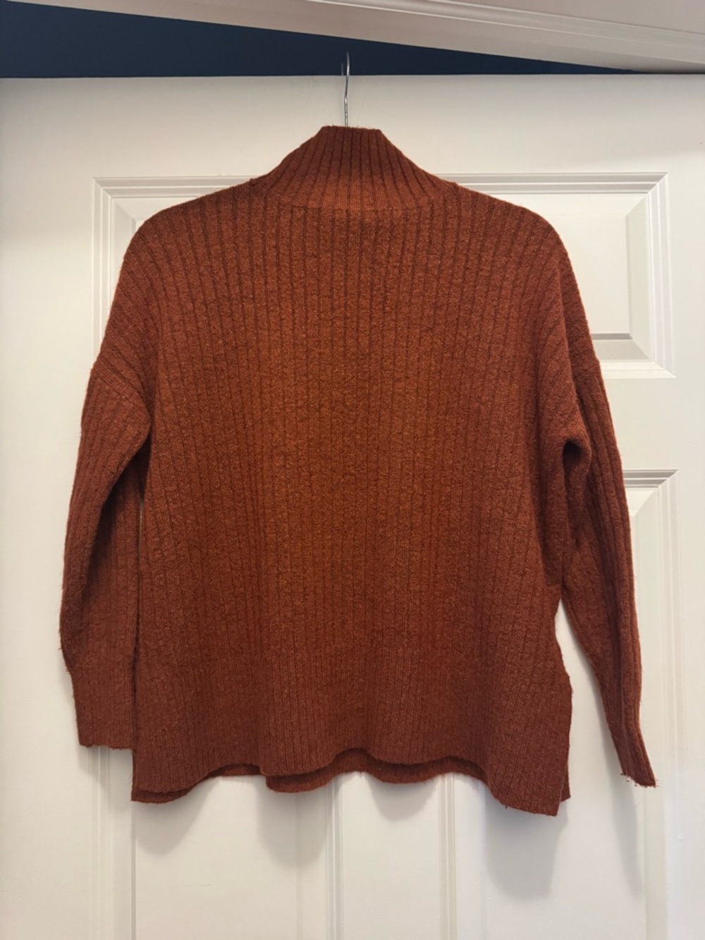 LOFT Ribbed Cowl Neck Sweater in Rust - Picture 2 of 2